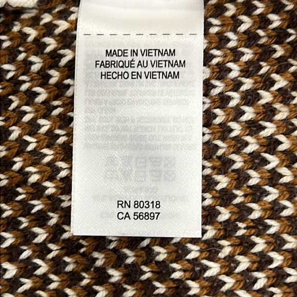 Lucky Brand Southwestern Aztec Cardigan S Open Brown Duster Cozy Hooded Casual - Picture 12 of 13